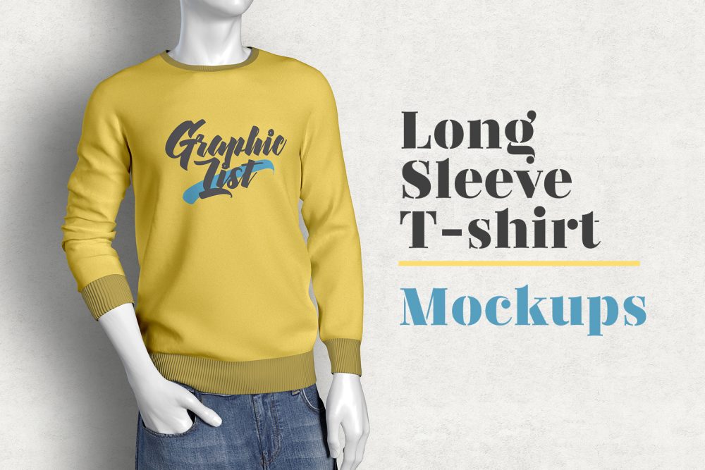 Free long sleeve t-shirt mockup 9