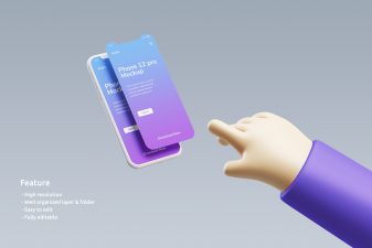 iPhone clay mockup with 3D hand